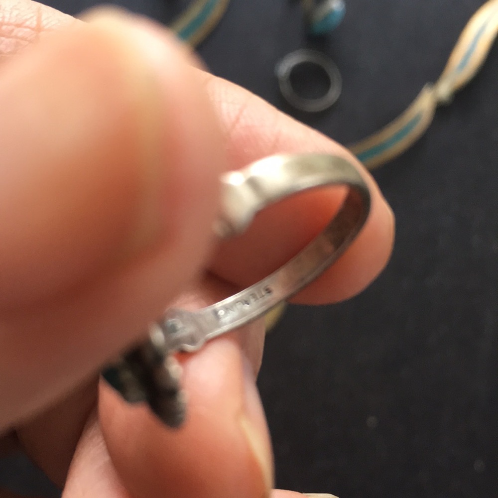 Turquoise golden choker .925 sterling silver rings - Picture 13 of 14